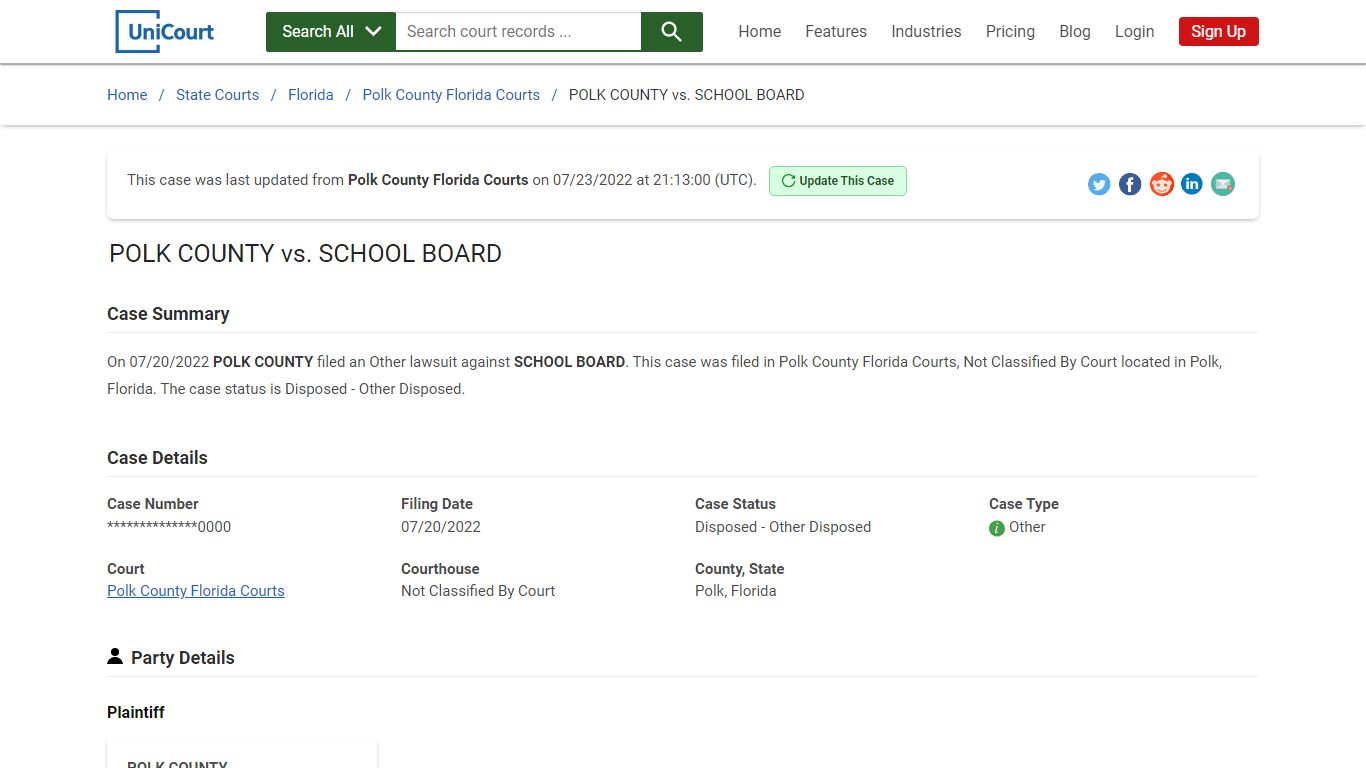 POLK COUNTY vs SCHOOL BOARD | Court Records - UniCourt